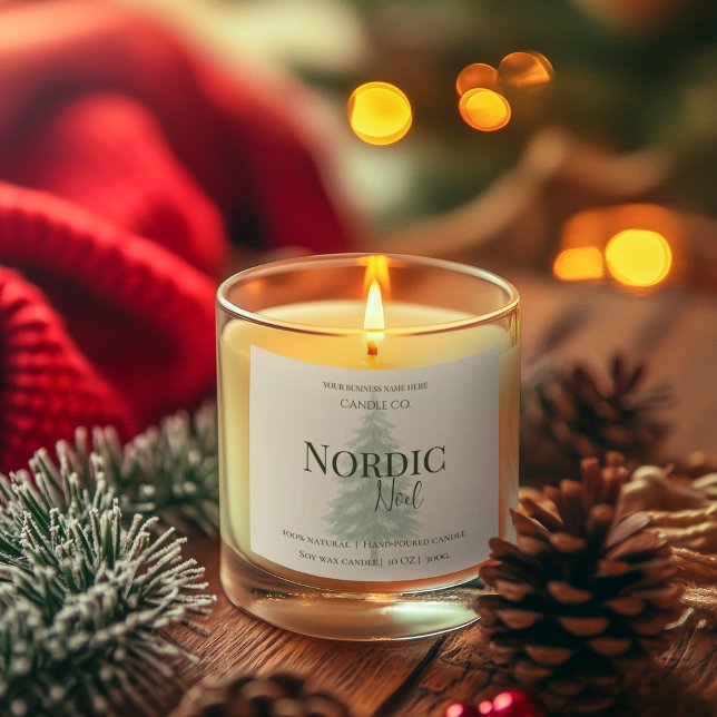 Étiquette de bougie Nordique Noel Pin & Birch (Créateur téléchargé)