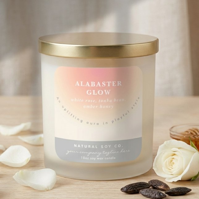 Étiquette de Bougie Ombrée Rose Pâle Beige Moderne (Modern Sweet Blush Pink Beige Ombre Candle Label)