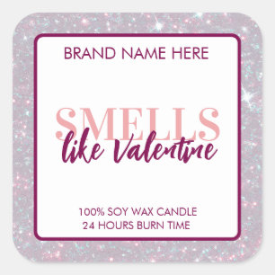 Étiquette de bougie pailletée pour la Saint-Valent