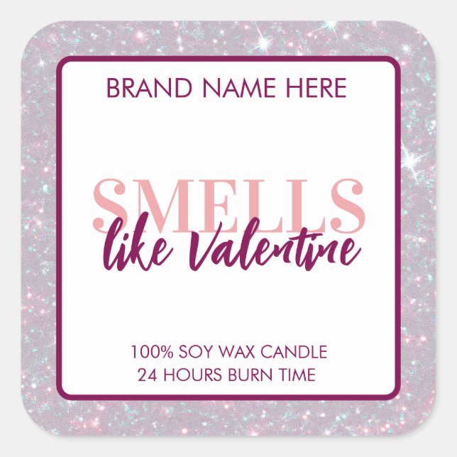 Étiquette de bougie pailletée pour la Saint-Valent (Devant)