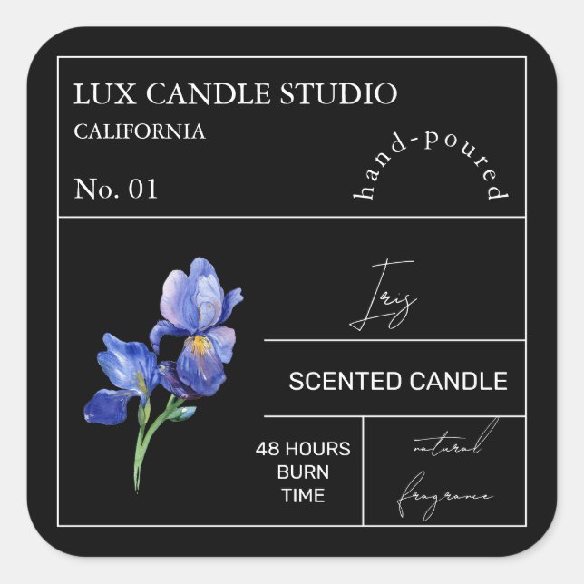 Étiquette de bougie parfumé Iris Apothecary (Devant)