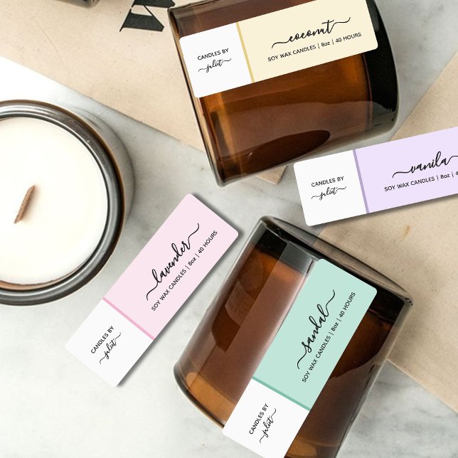 Étiquette de bougie Pastel Moyenne Mince (Créateur téléchargé)
