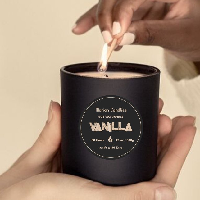 Étiquette de bougie personnalisé noir et or (Créateur téléchargé)