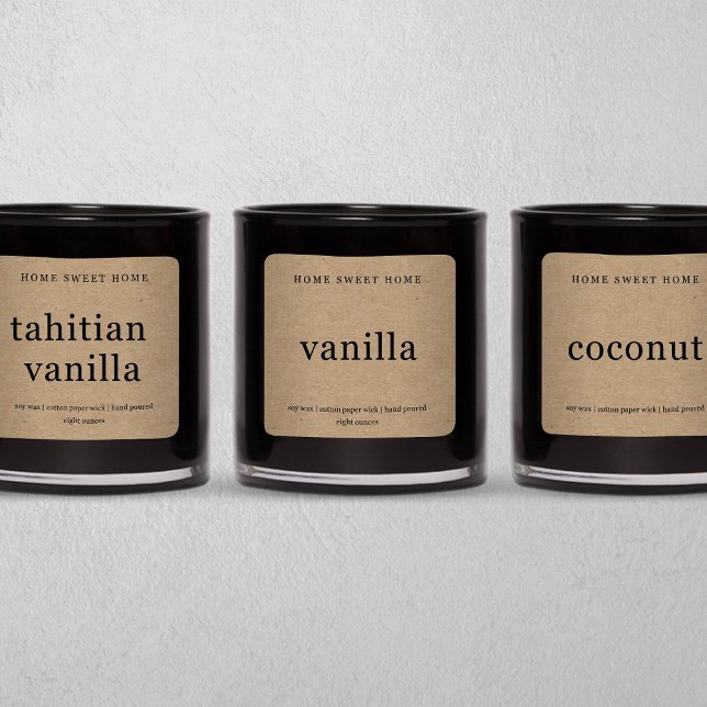 Étiquette de bougie personnalisée Carré Kraft Arri (Créateur téléchargé)