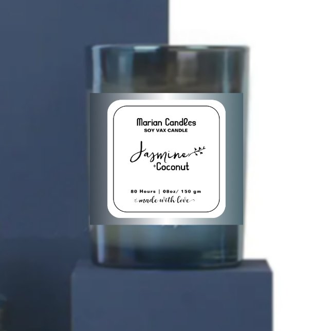 Étiquette de bougie personnalisée en noir et blanc (Créateur téléchargé)