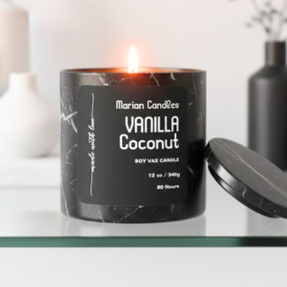 Étiquette de bougie personnalisée noire et blanche