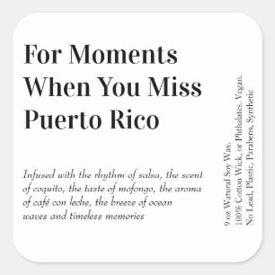 Étiquette de bougie Quand vous manquez Porto Rico