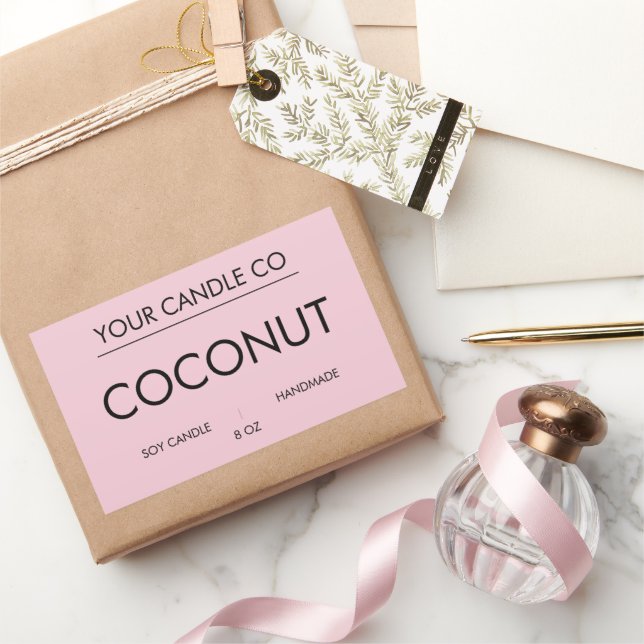 Étiquette de bougie rectangulaire MinimalPink – Bo (Cadeaux)