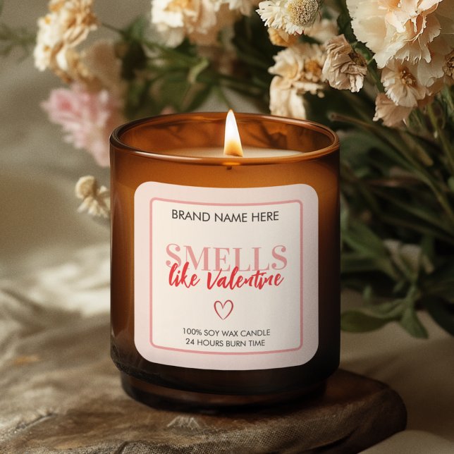 Étiquette de bougie rose pour la Saint-Valentin  (Créateur téléchargé)