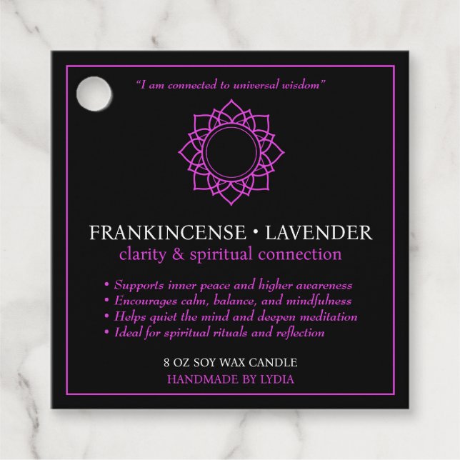 Étiquette de bougie Sahasrara Chakra Couronne (Devant)