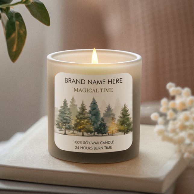 Étiquette de Bougie Sapins de Noël Modernes (Créateur téléchargé)