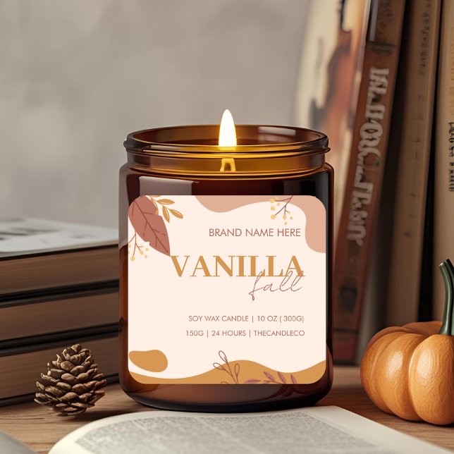 Étiquette de Bougie Vanille Minimaliste d'Automne  (Créateur téléchargé)