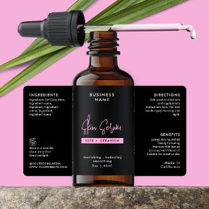 Étiquette de bouteille à goutte 2 OZ Black & Pink