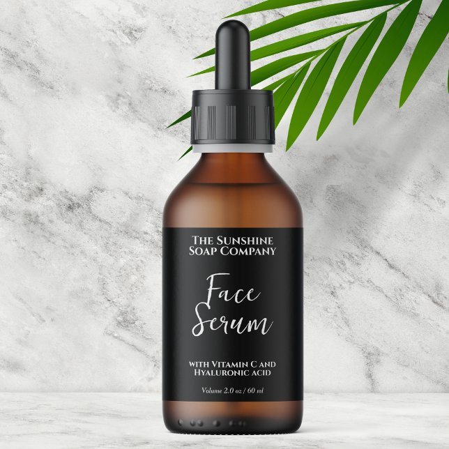 Étiquette de bouteille compte-gouttes noir minimal (Créateur téléchargé)