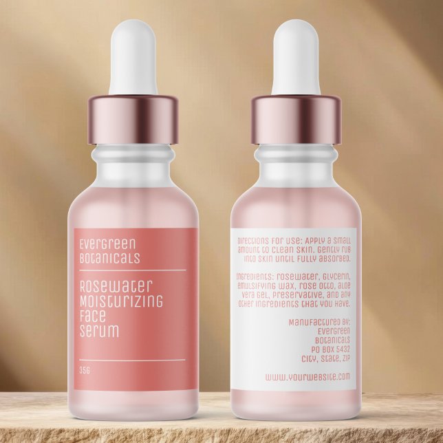 étiquette de bouteille compte-gouttes rose poussié (Créateur téléchargé)