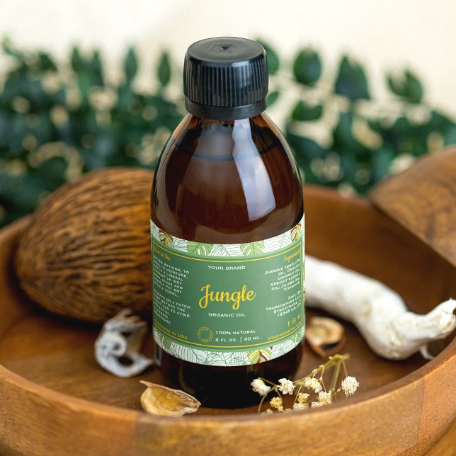 Étiquette de bouteille cosmétique Jungle Feuille G (Créateur téléchargé)
