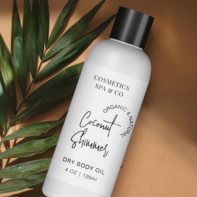 Étiquette de bouteille cosmétique minimaliste noir (Modern cosmo bottle wrap around label with fully editable text & colors)