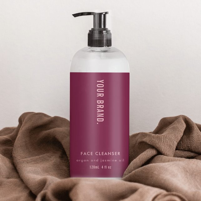 Étiquette de bouteille cosmétique Neutre Dusty Ros (Modern Mulberry Red & Pink 4 OZ Cosmetic Bottle Label *verify size to ensure a good fit*)