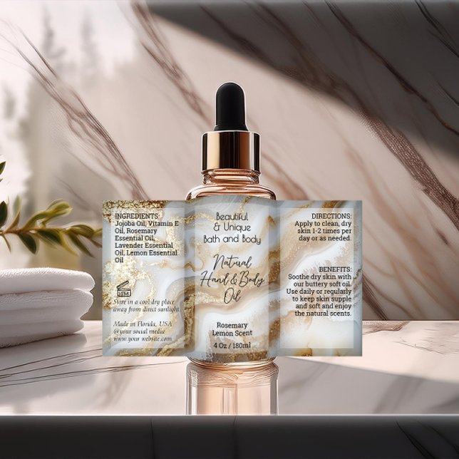 Étiquette de bouteille d'Agate 4oz ou produit de g (gold label)