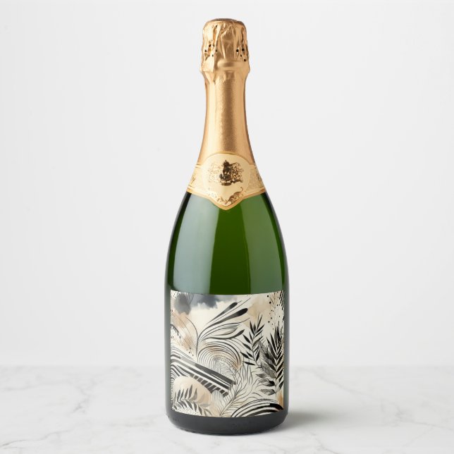 étiquette de bouteille de champagne botanique abst (Devant)