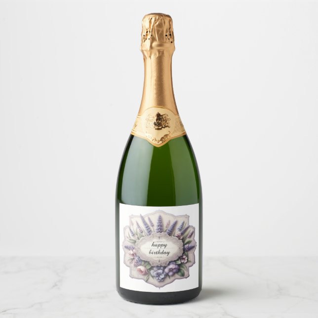 étiquette de bouteille de champagne bouquet de lav (Devant)