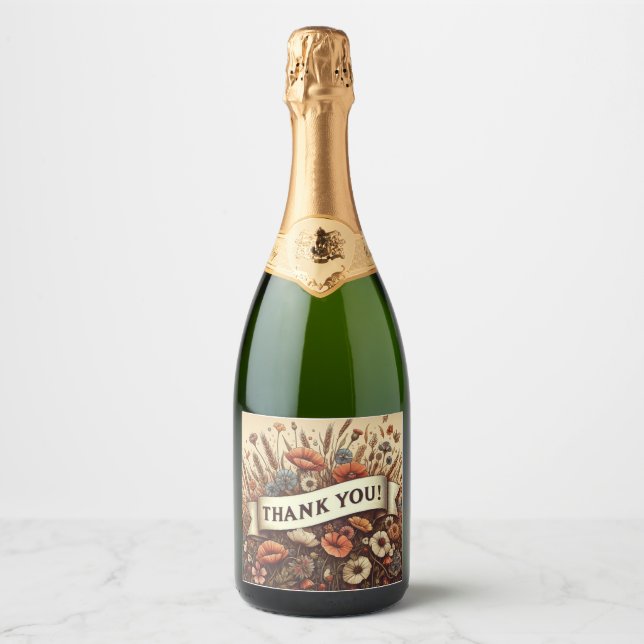 étiquette de bouteille de champagne champ de fleur (Devant)