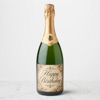 étiquette de bouteille de champagne d'anniversaire