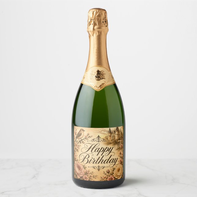 étiquette de bouteille de champagne d'anniversaire (Devant)