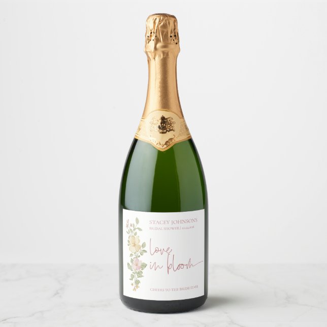 Étiquette de Bouteille de Champagne Floral SpringB (Devant)