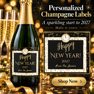 Étiquette de bouteille de champagne pour le Nouvel