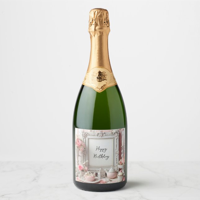 étiquette de bouteille de champagne shabby chic po (Devant)