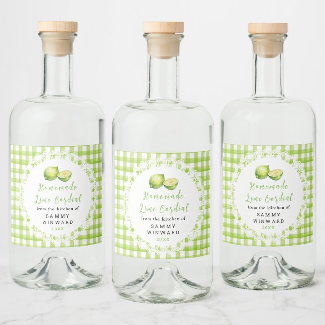 Étiquette de Bouteille de Cordial au Citron Maison (Bouteilles)