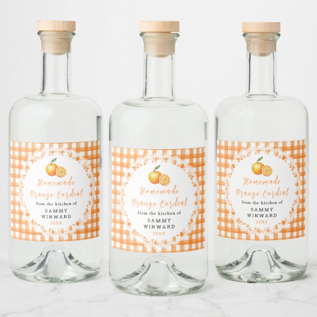 Étiquette de Bouteille de Cordial d'Orange Fait Ma (Bouteilles)