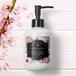Étiquette de bouteille de cosmétique florale - Mau