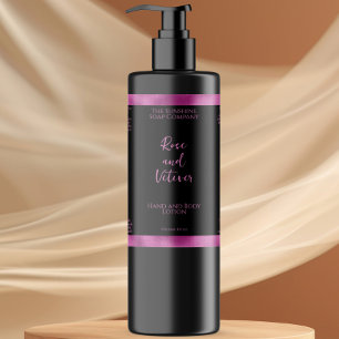 Étiquette de bouteille de cosmétique noir et rose 