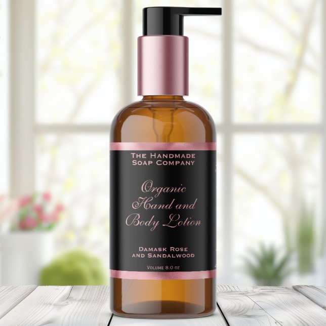 Étiquette de bouteille de cosmétiques à motif noir (Créateur téléchargé)