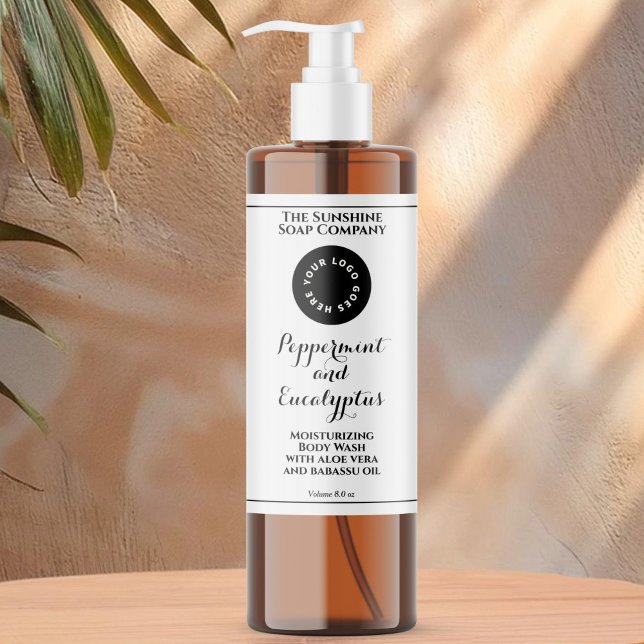 Étiquette de bouteille de cosmétiques blanche étan (Créateur téléchargé)
