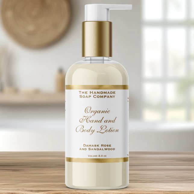 Étiquette de bouteille de cosmétiques en blanc et  (Créateur téléchargé)