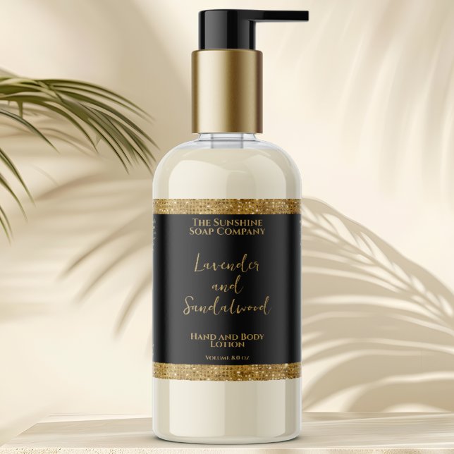 Étiquette de bouteille de cosmétiques en noir et o (Créateur téléchargé)