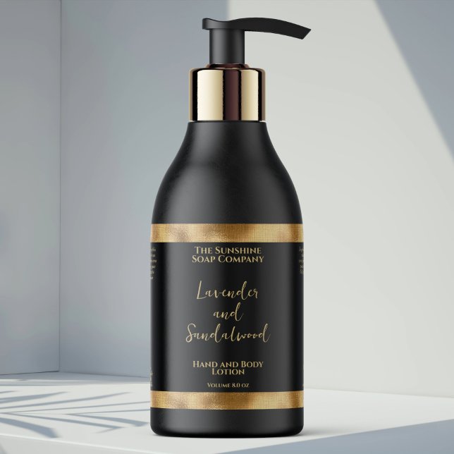 Étiquette de bouteille de cosmétiques en noir et o (Créateur téléchargé)