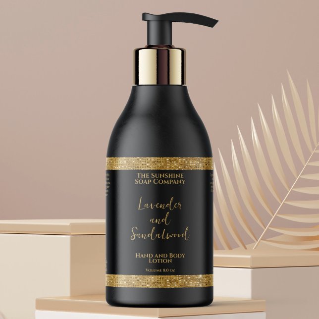 Étiquette de bouteille de cosmétiques en noir et o (Créateur téléchargé)