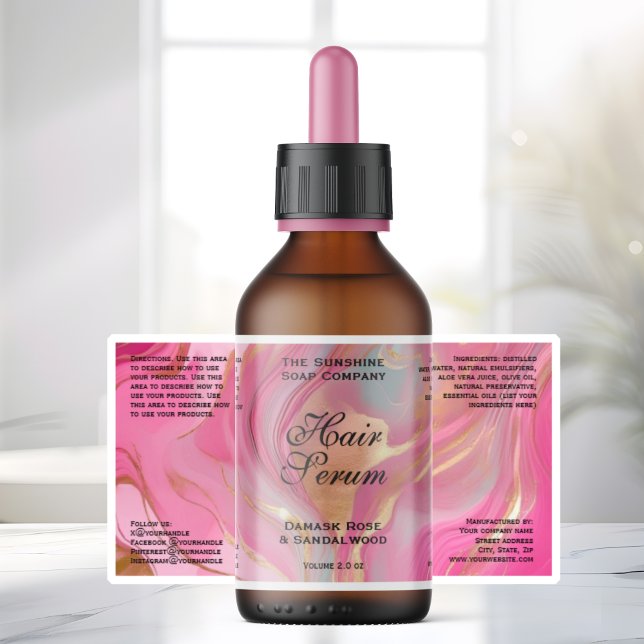 Étiquette de bouteille de cosmétiques en or rose i (Créateur téléchargé)