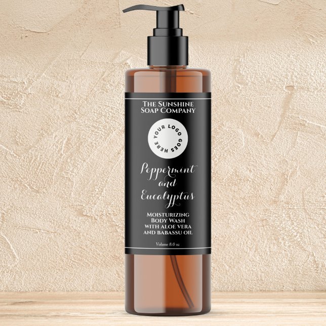 Étiquette de bouteille de cosmétiques noire étanch (Créateur téléchargé)