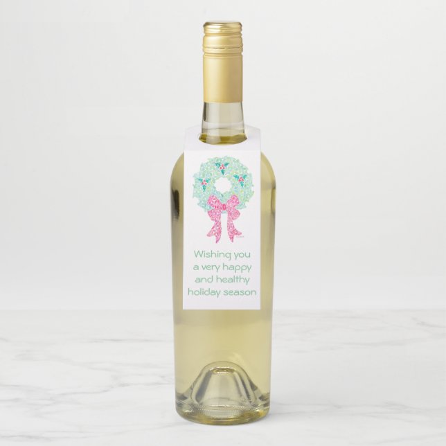 Étiquette de bouteille de guirlande de vacances (Sur bouteille)