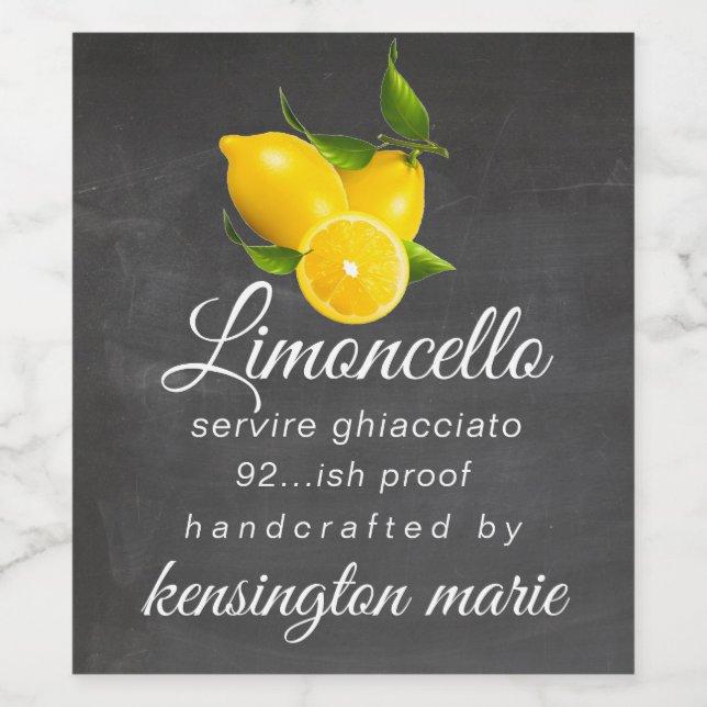 Étiquette de bouteille de limoncello au look table (Étiquettes simples)