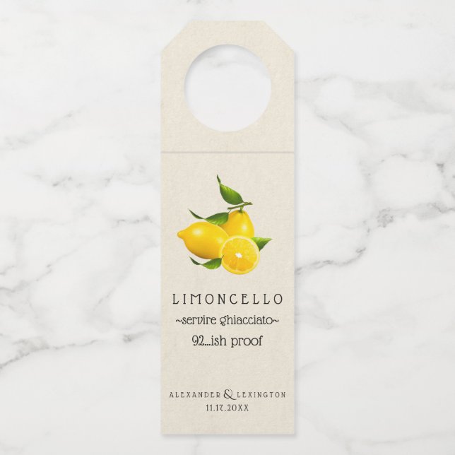 Étiquette de bouteille de Limoncello | Cadeau invi (Devant)