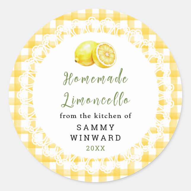 Étiquette de bouteille de Limoncello maison (Devant)