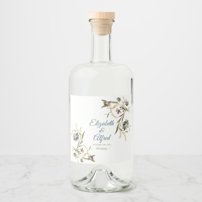 Étiquette de bouteille de liqueur à vigne florale (Devant)