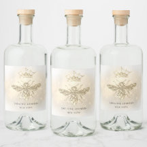 étiquette de bouteille de liqueur d'abeilles à par