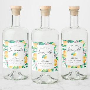Étiquette de bouteille de liqueur de citrons au li